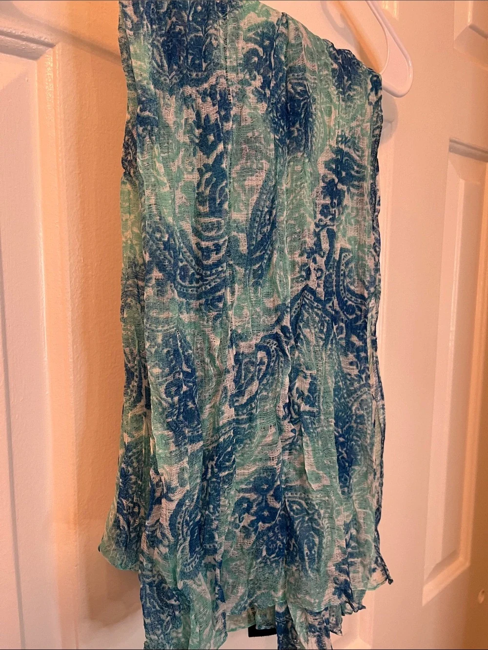 NWT Preston & York Blue Paisley Print Long Lightweight Scarf Made in Italy